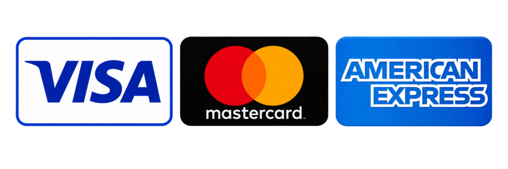 Visa, Mastercard and American Express accepted payment methods